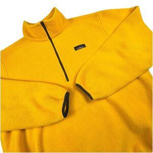 Vintage LL Bean 1/2 Zip Fleece Sweat Shirt Men L Yellow Jacket Gorpcore USA Made
